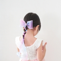 Girl Hair Clip Princess Bow Long Rainbow (GHP8850)